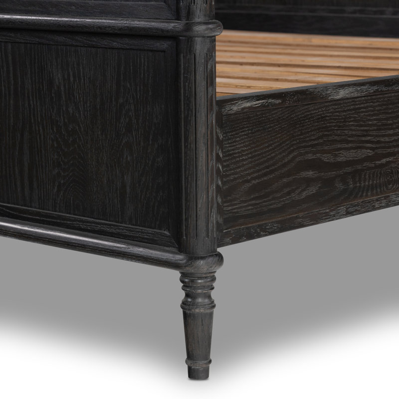Susie Solid Wood Platform Bed, Queen, Distressed Black