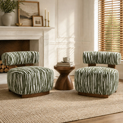 Chaise d'appoint 2 pièces à dossier cylindrique avec dossier cylindrique en chenille et cadre en bois Chaise mignonne pour le salon, la chambre à coucher