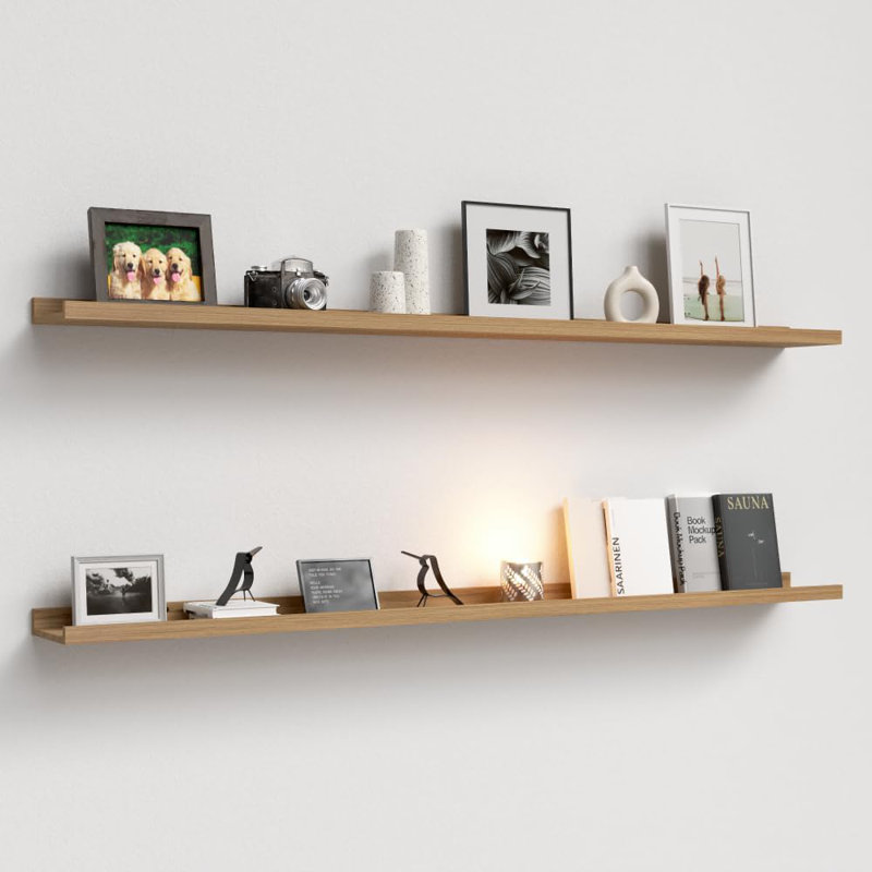 Floating Shelves Wall Mounted Set Of 2 - Rustic Wall Shelf With Lip For Bedroom, Living Room, Bathroom, Kitchen - Sturdy Picture Ledge Shelf For Books, Decor, Photos And Plants