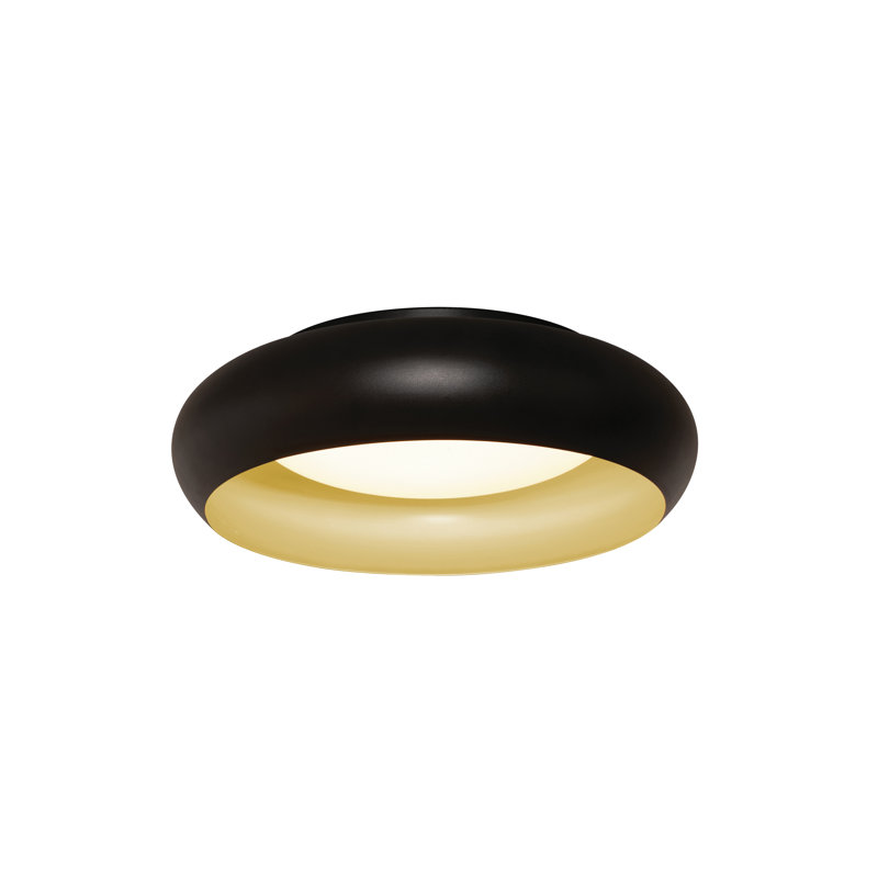 Zairah LED Flush Mount, Black/Gold, Black/Gold, 4.3" H x 12" W x 4.3" D