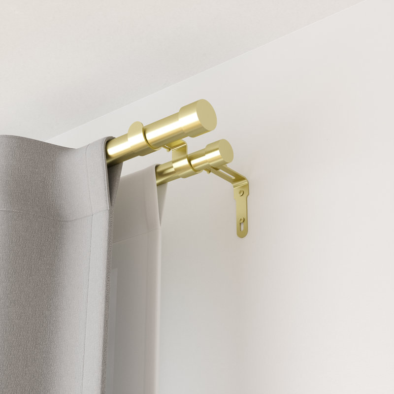 Cappa Drapery Solutions Steel Adjustable Double Curtain Rod, Brass, 120" H x 180" W