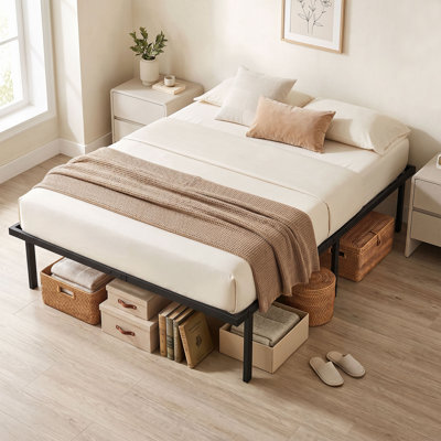 HOMCOM 4ft6 Double Bed Frame with Underbed Storage, No Box Spring Needed