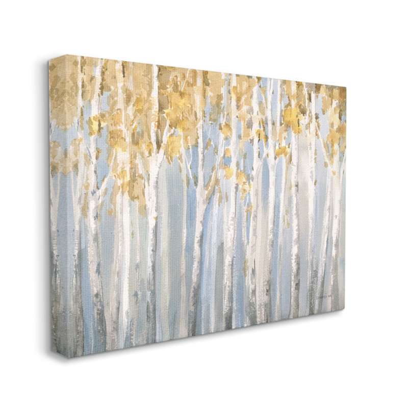 Line of Birch Trees Mystical Spring Forest Landscape Gray Farmhouse Rustic, Toile tendue, H 36 po x l 48 po
