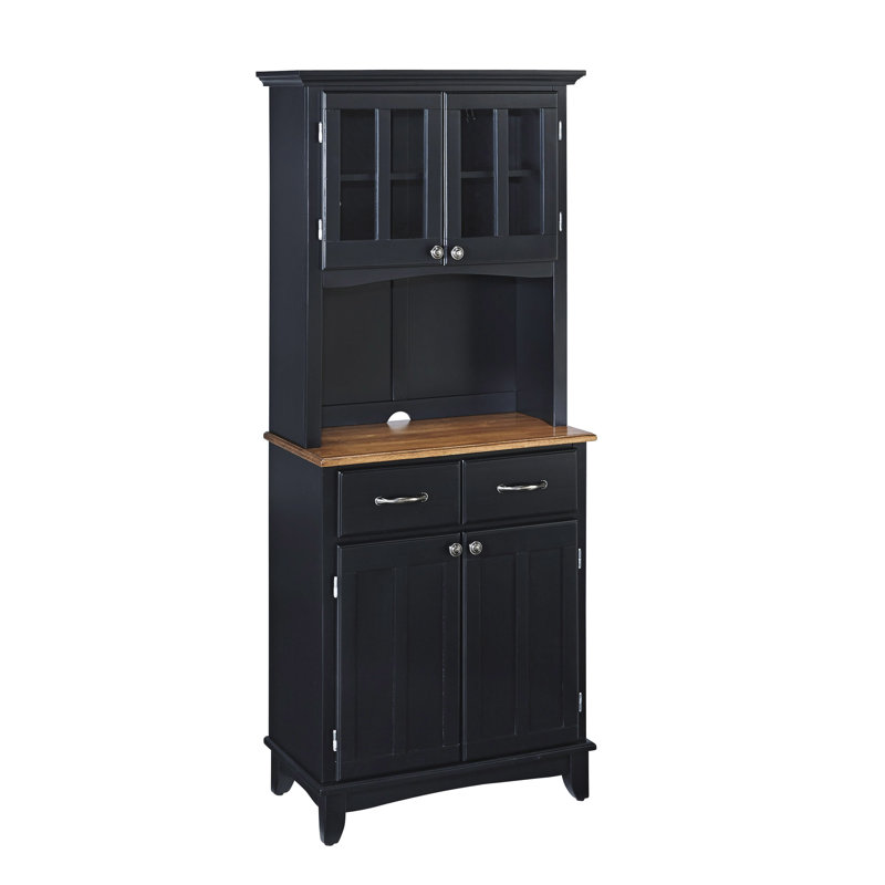 Presswood Sideboard with Bar Hutch, Cottage Oak, Black