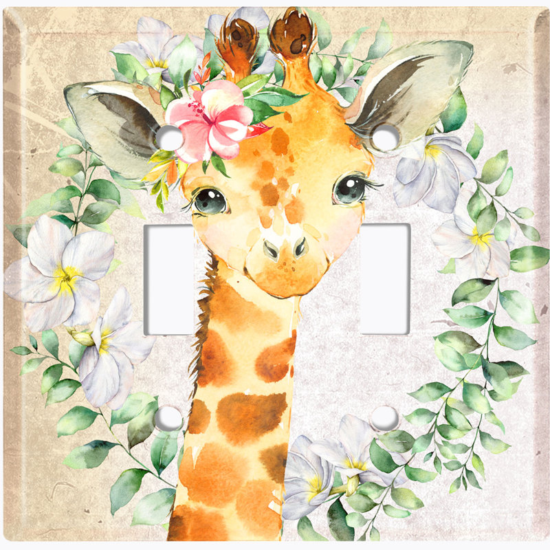 Plaque murale mignonne avec girafe orange et bébé