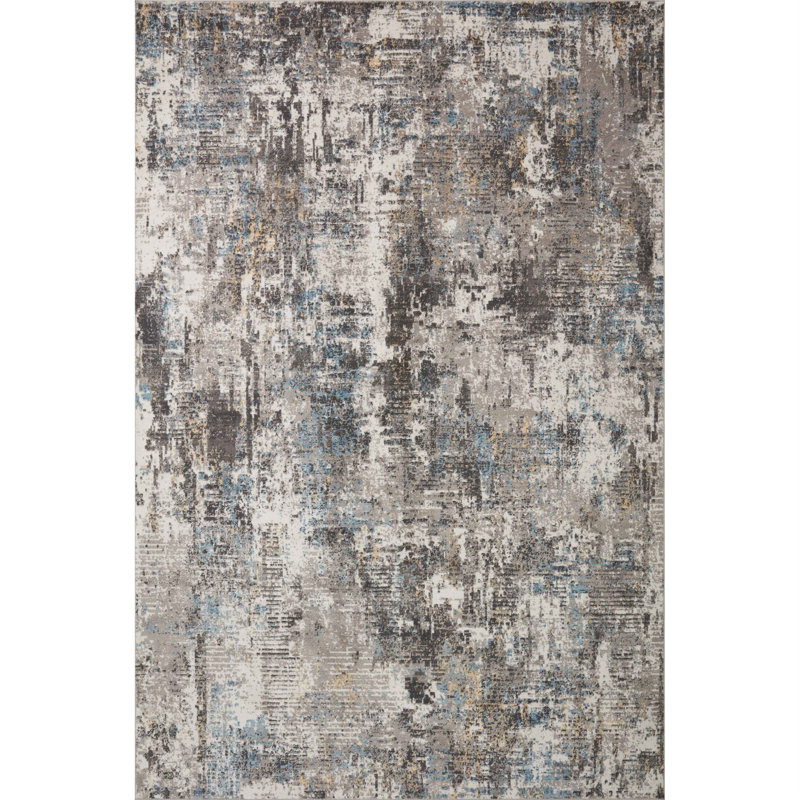 Tapis abstrait ardoise / brume Houten, Rectangle 11 pi 6 po x 15 pi 5 po