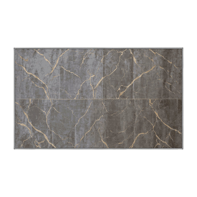 Tapis gris lavable à la machine, Rectangle 6 pi x 9 pi