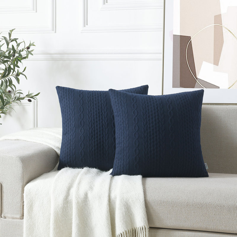 Housse de coussin Farmhouse, Bleu très foncé, H 20 po x l 20 po
