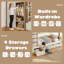 Lit superposé simple au-dessus de simple, lit superposé avec rangement multifonctionnel avec garde-robe, garde-corps et 4 tiroirs, lit superposé en bois, aucun sommier requis, cadre de lit en bois massif, lit superposé robuste pour chambre à coucher et chambre d'amis-534546632