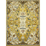 Hand Knotted Oriental Area Rug in Gold