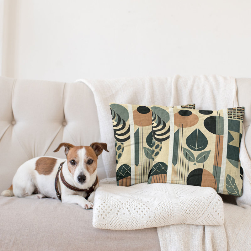 429417_Ambesonne, housse de coussin décoratif Monstera, paquet de 2 Boho Mid-Century abstrait, H 18 po x l 18 po