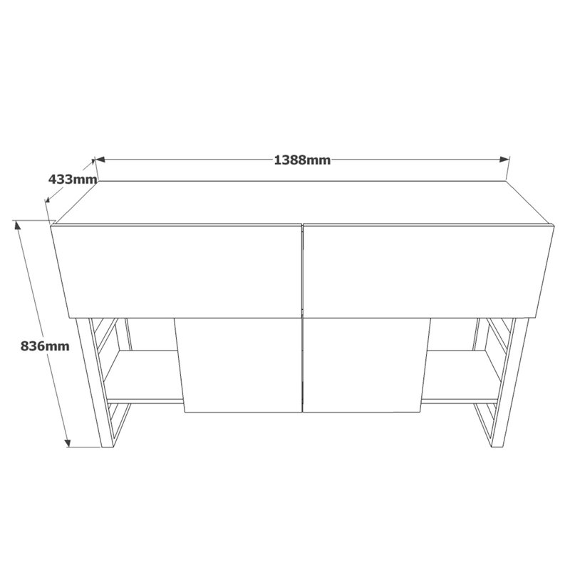 Industrial Console Table, Atlantic Pine, 54.6 x 32.9 x 17.0 inches | 100% Melamine Coated Particle Board, Thickness: 0.7 inches | Sturdy Metal Frame, Modern Design for Living Room & Entryway, Stylish and Durable