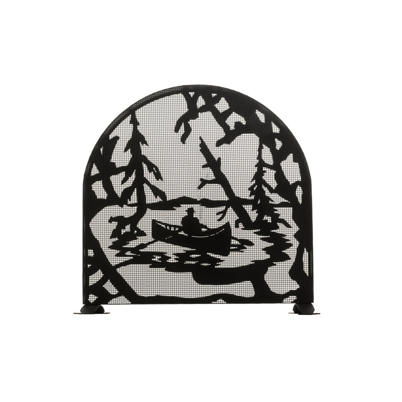 Rustic Lodge Steel Fireplace Screen