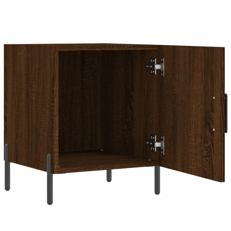 Naidu 40cm W Iron Bedside Table, Brown Oak