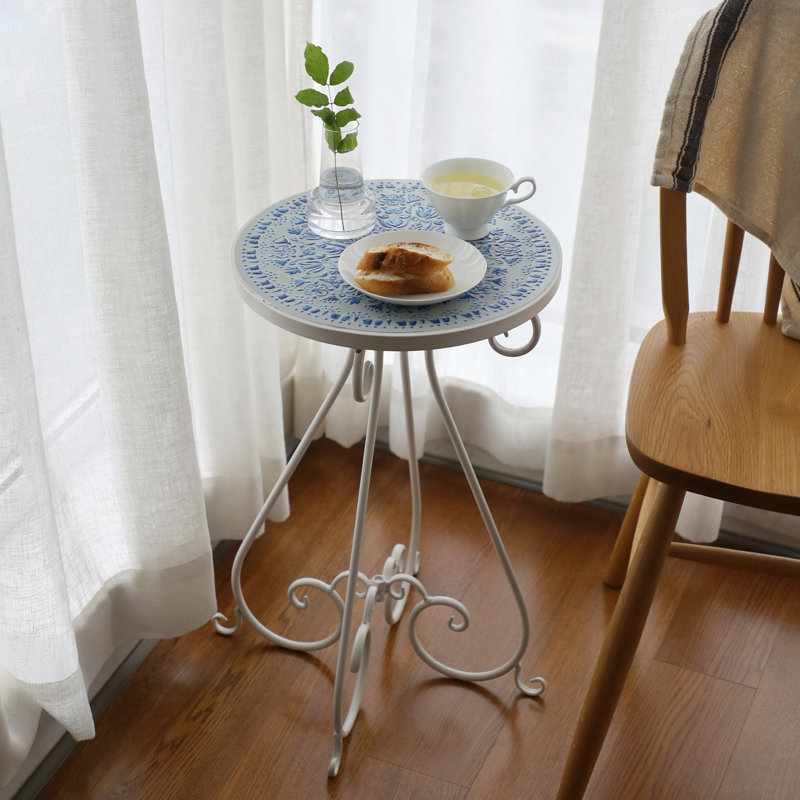 Table d'appoint / table de bout en céramique, support à plante rétro pour l'intérieur et l'extérieur, table d'appoint ronde pour patio, balcon, salon