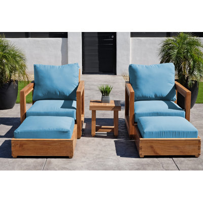 Ensemble de conversation en teck avec coussins Sunbrella 5 pièces Crelake