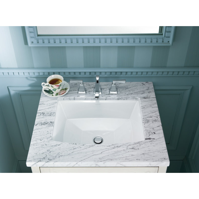 Archer® Vitreous China Rectangular Undermount Bathroom Sink with Overflow, White