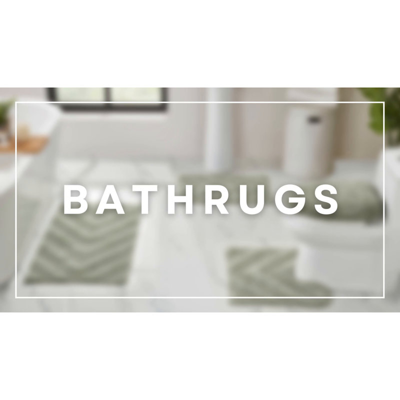 Gray Chevron Pattern Cotton Anti-Skid Bathroom Rug 17" x 24"