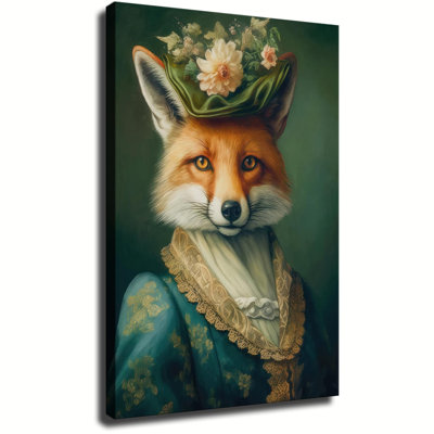 Art floral sur toile rétro, chapeau de renard, encadré, prêt à accrocher, salon, chambre à coucher