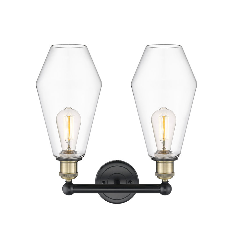 Éclairage pour meuble-lavabo à intensité variable 2 lumières Amylea, Clair, Laiton antique noir