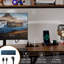 Structure de lit Structure de lit mezzanine simple avec accessoire de bureau en forme de L, avec fonction de station de charge, mezzanine en métal avec rangement de tiroir en tissu et avec tablette de rangement, avec rails de sécurité