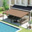 10X12ft Lean To Gazebo, Outdoor Hardtop Wall Mounted Gazebo With Sloping Galvanized Steel Roof, Upgraded Heavy Duty Mounted Shelter With Drainage System For Deck, Porch, Backyard-123312088-123312086