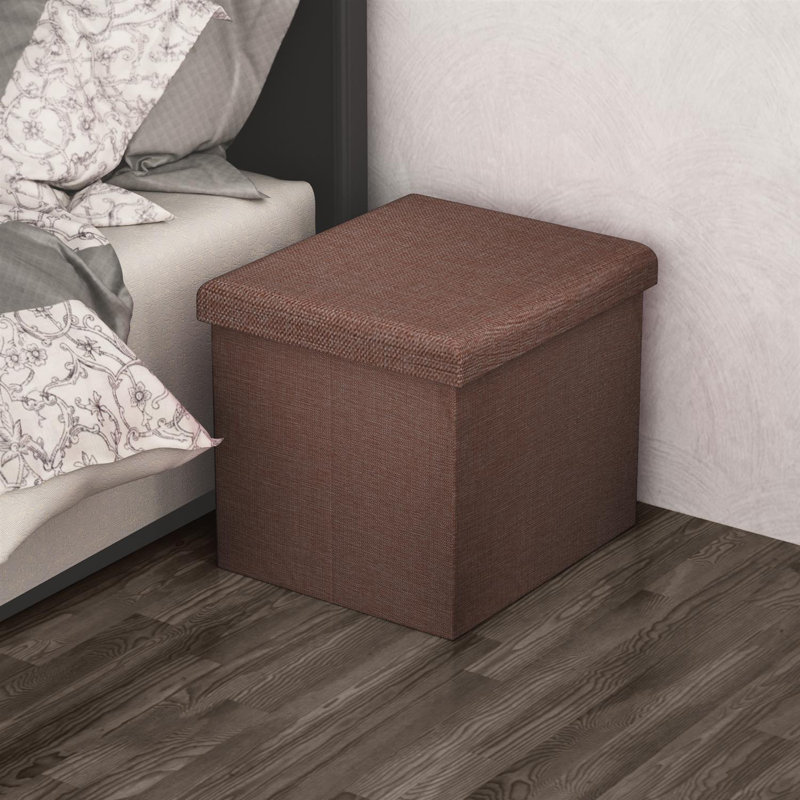 Einar 38cm Wide Square Solid Colour Ottoman with Storage, Brown