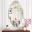Miroir mural ovale avec cadre en aluminium, verre trempé HD, décor mosaïque, suspension verticale / horizontale, résistant aux chocs pour meuble-lavabo, salon et entrée-783339888-783339885
