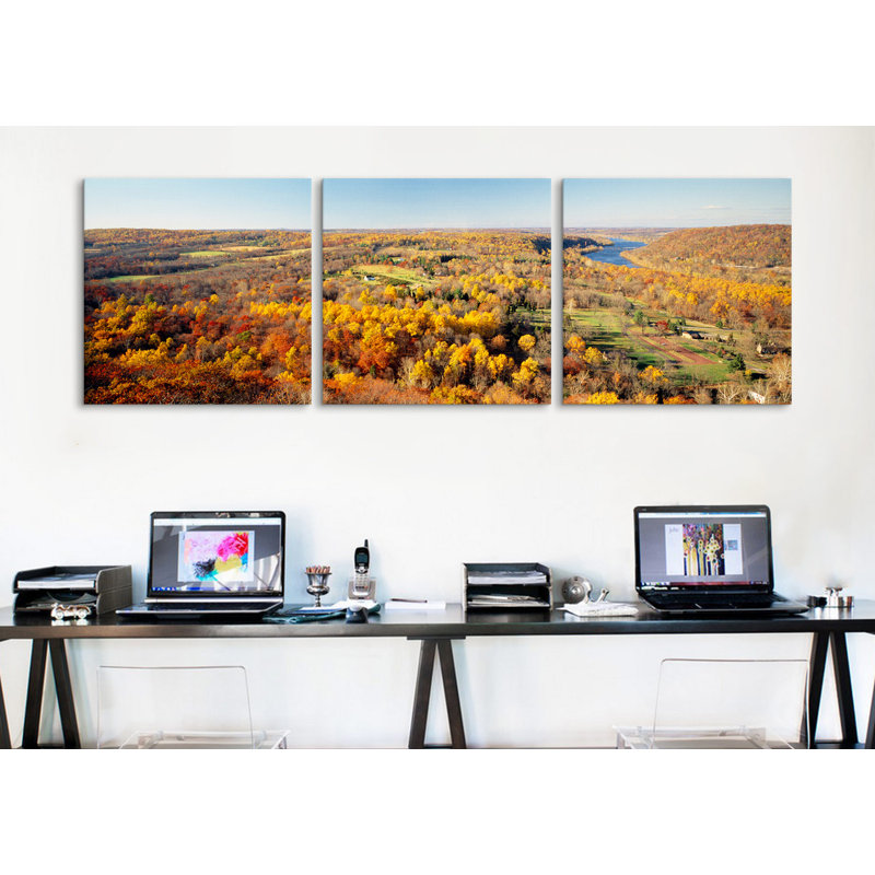 «Delaware River, Washington Crossing, Bucks County, Pennsylvania», ensemble de 3 reproductions de photos sur toile