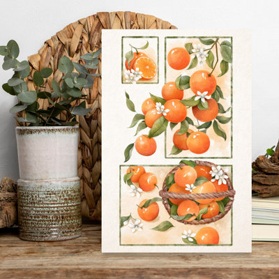 Fresh Orange Harvest Abstract Contemporary Landscape Nature Wall Art
