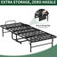 Lit d'invité de 75 pouces avec matelas en mousse à mémoire de forme de 5 po, peu encombrant, structure en métal robuste sur roulettes, idéal pour les petites pièces pliant pour les invités de 5 pouces