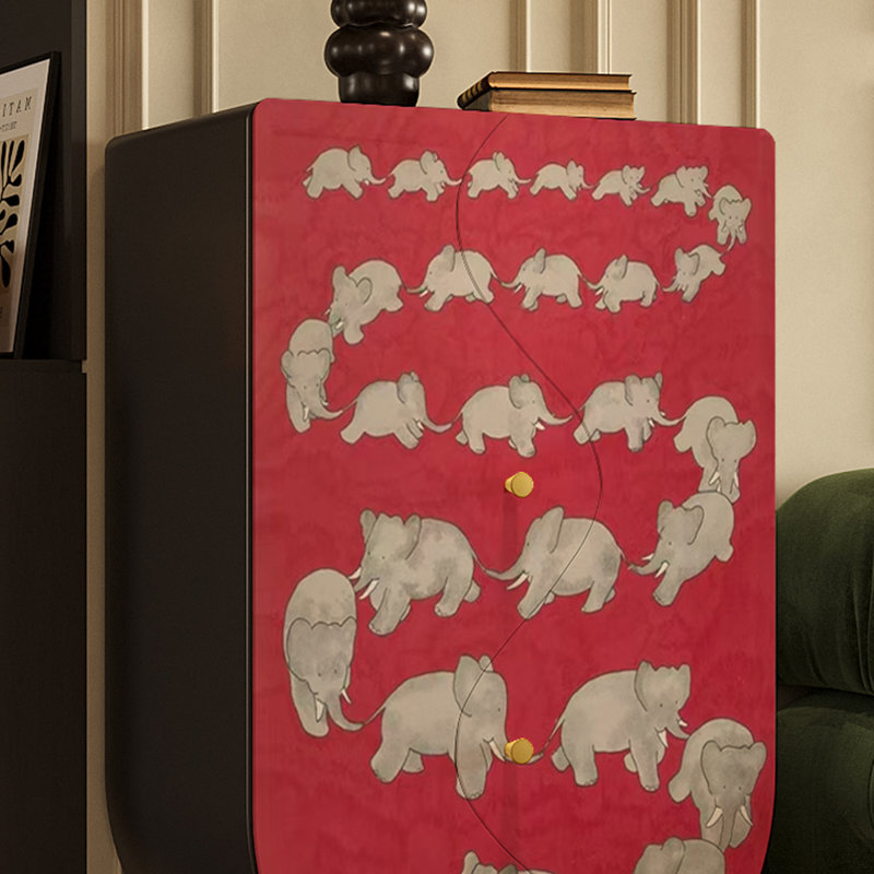 Armoire de rangement en bois Auspicieuse éléphant