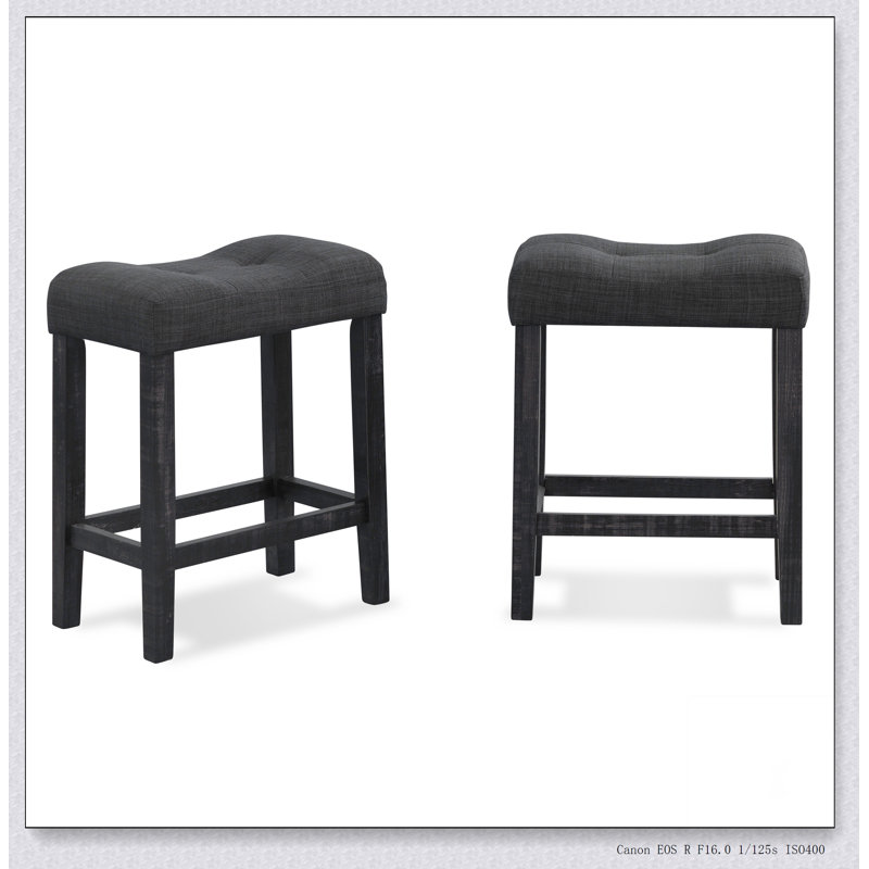Tabouret Selle capitonné à hauteur de comptoir Sora, ensemble de 2, Gris