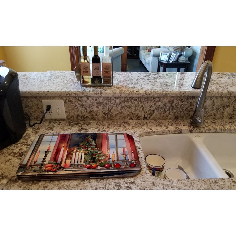 Christmas Candles Dish Drying Mat