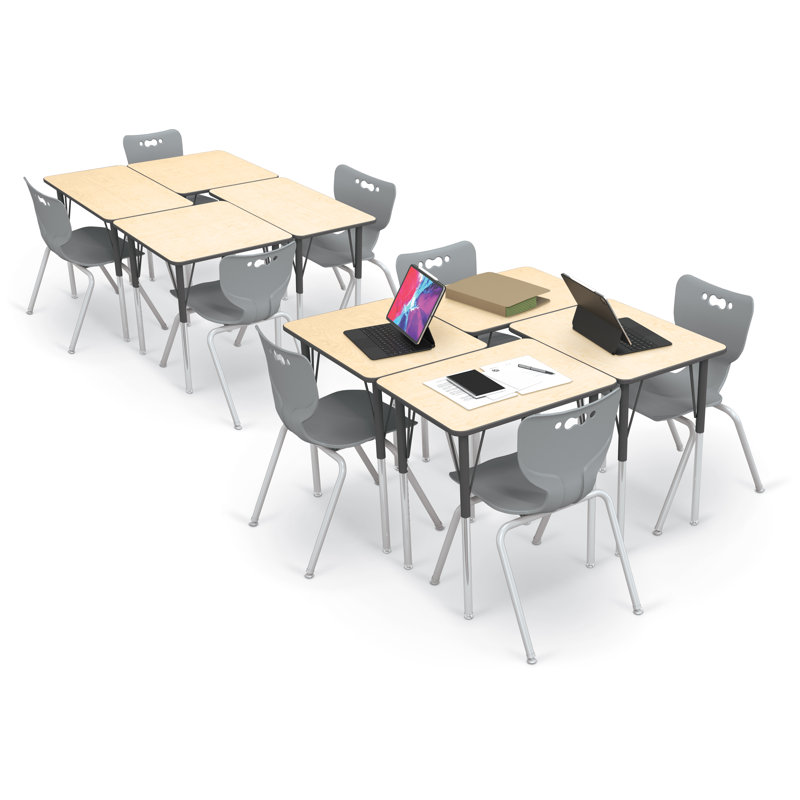 Ensemble de bureau et chaise de classe Essential, H 16 po x l 17 po x P 15,5 po, Érable fusion, Gris
