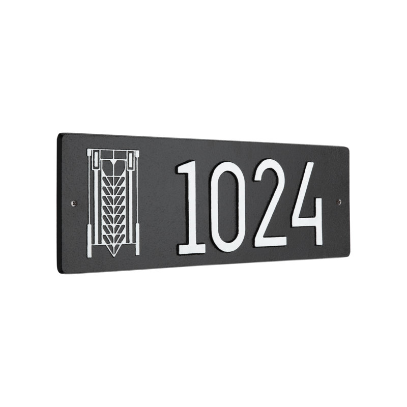Frank Lloyd Wright, arbre moderne de la vie, plaque moderne sur 1 ligne, Noir / blanc, Oui, Blanc