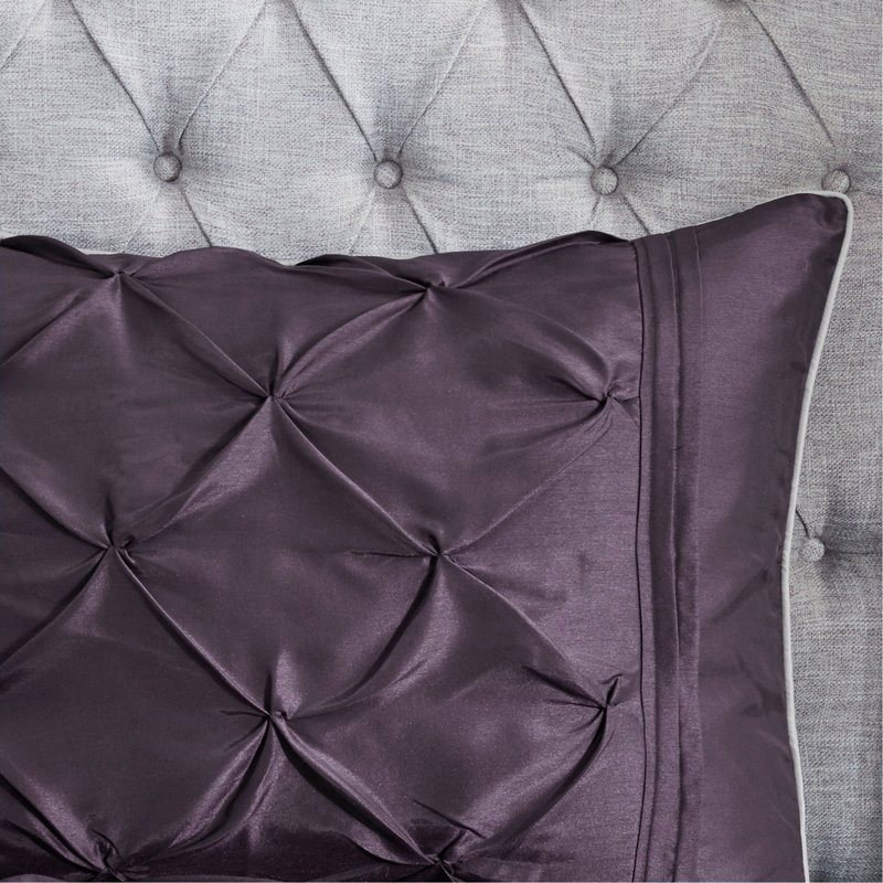 7 Piece Tufted Comforter Set, Plum, Full Comforter + 6 Additional Pieces