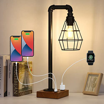 Industrial Desk Lamp with Power Cord, 60W Max Bulb (Bulb Not Included) Vintage Edison Style for Bedroom Office