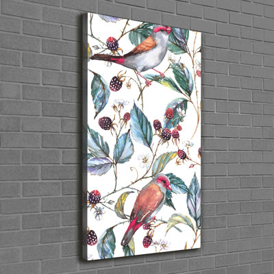 Birds And Blackberries - Wrapped Canvas Print