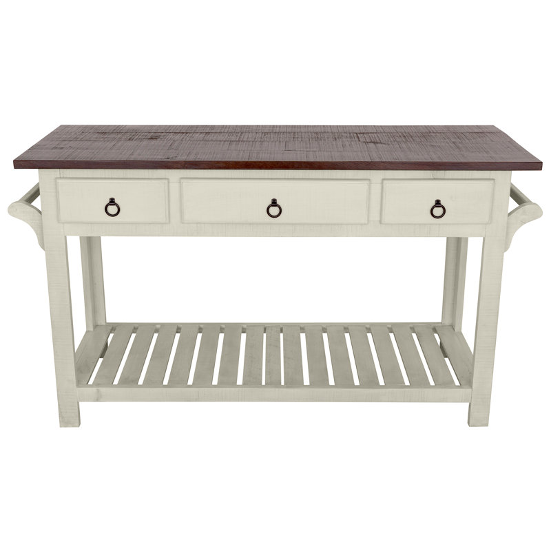 Sirenna Solid Wood Kitchen Island, Cream