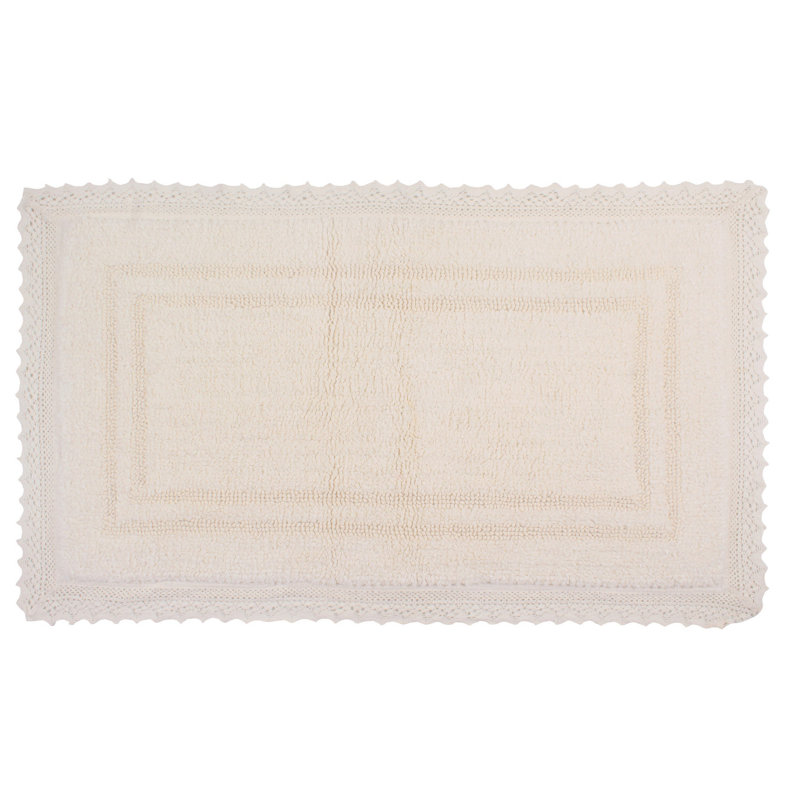 Opulent Absorbent Cotton Soft Bath Rug, 24" W x 40" L, Ivory