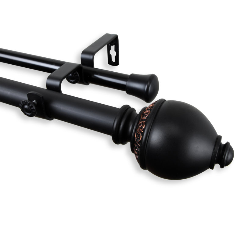 Tringle à rideaux double Sibyl, l 48 po à 84 po, Noir