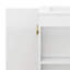 Meuble-lavabo autoportant de 20 po, armoire de salle de bain avec lavabo en céramique, porte à fermeture en douceur, rangement latéral, poignées chic en demi-lune-787143725
