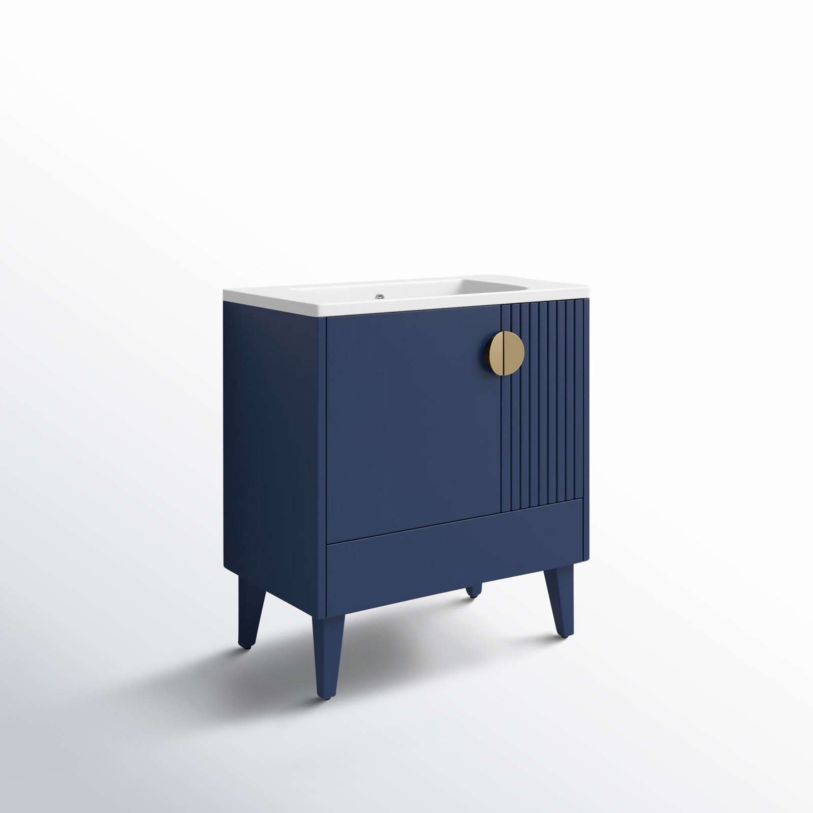 Saimah 30'' Single Bathroom Vanity, Satin Brass, Navy Blue