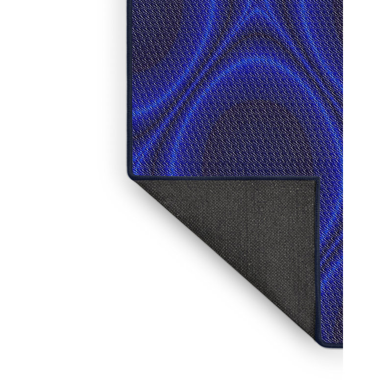 Tapis de zone indigo à motifs, Rectangle 7 pi x 9 pi
