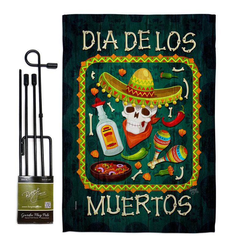 Ensemble de drapeaux Calavera Skull Polyester 19 po x 13 po