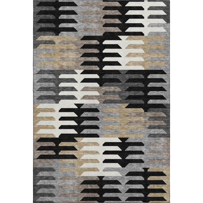 Premium Machine Washable Mayfield AMF2328 Geometric Rug