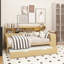 Lit de jour en bois avec tablettes de rangement, lit multifonctionnel avec lit gigogne et bureau d'étude-894267287-894267284