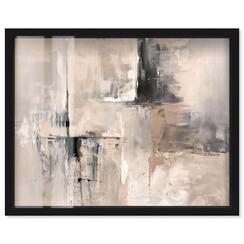 «Grain of Memory Shadowbox», art abstrait par Art Remedy, H 17 po x l 21 po, Noir