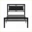 Structure de lit plateforme simple en métal - Noir robuste sans sommier pour les chambres modernes